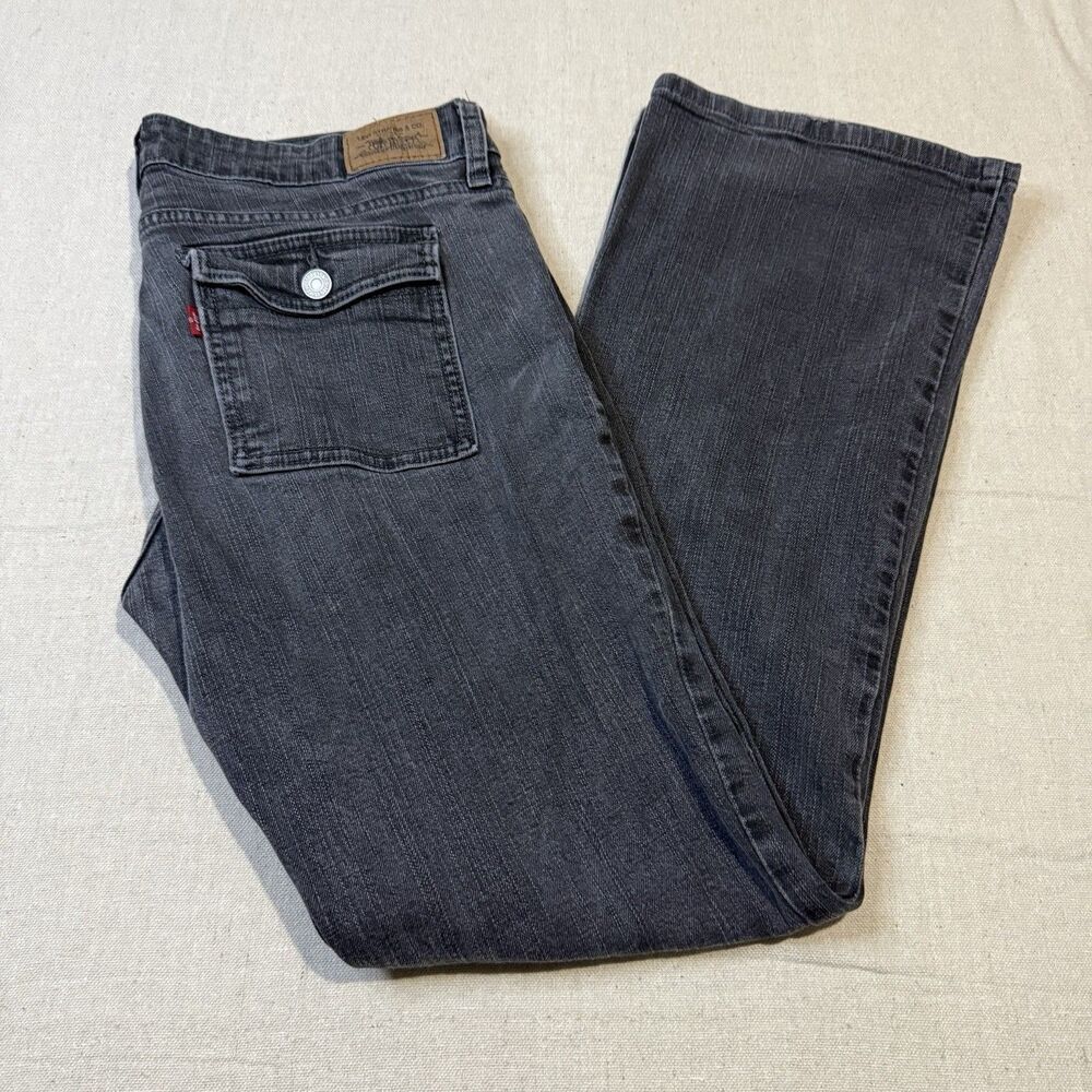 Levi's 542 Jeans Low Rise Womens 10M Black Denim Low Flare Leg Bootcut Y2K Boho